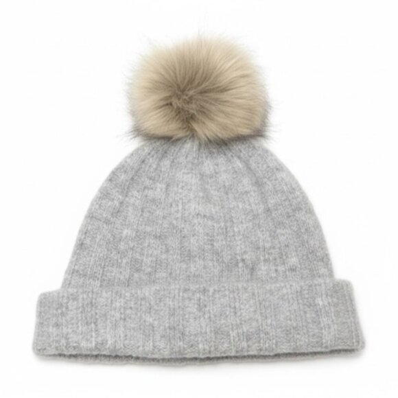?Auxiliary Alpaca Wool Toque Pom Pom Beanie Hat Grey Faux Fur Aritzia One Size main image 5